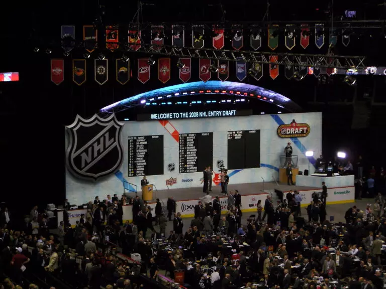 The stage of the NHL Entry Draft in 2008 in Ottawa. By Alexander Laney, CC BY-SA 3.0, https://commons.wikimedia.org/w/index.php?curid=4265066